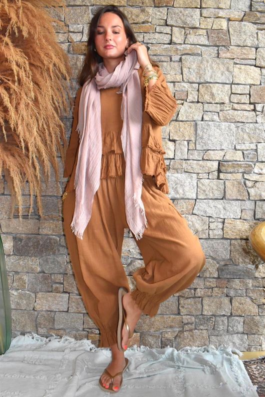 Sundaze Cheesecloth Bloomer Pant Hazelnut
